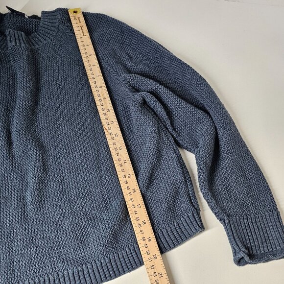 Wrap London Crewneck Pullover Sweater Women's Open Knit Boxy Blue Cotton 6/Small - Picture 8 of 9